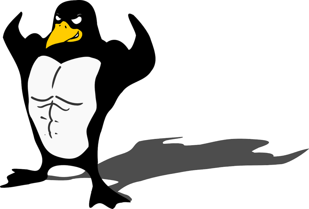 Ripped penguin flexing.